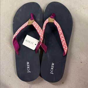 NWT J.Crew Pink & White Grosgrain Polka Dot Sandals